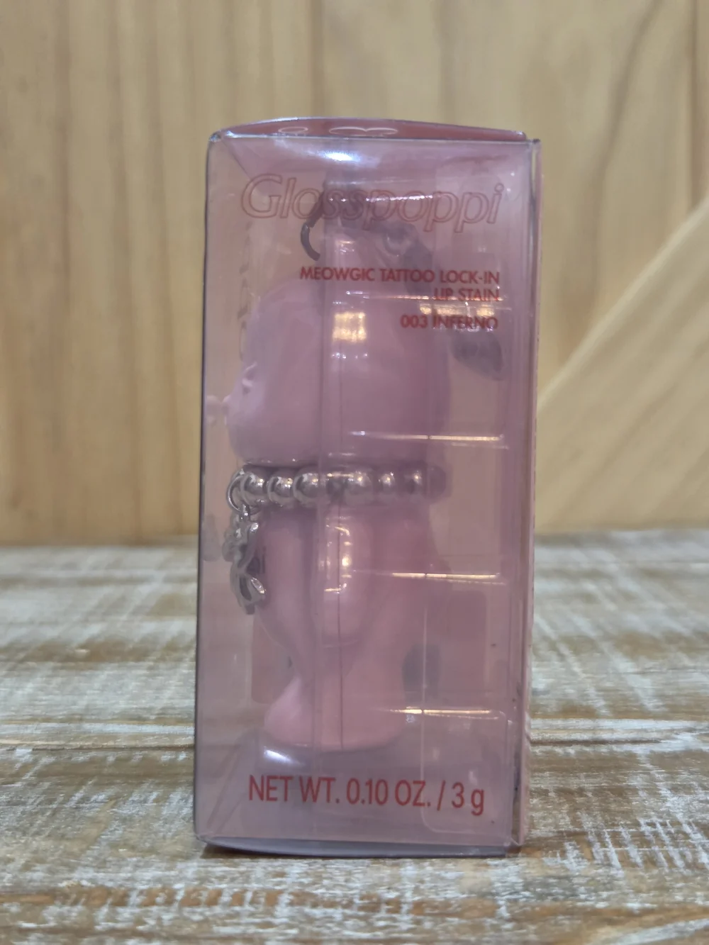 NIP | Glosspoppi Pink Cat Lip Stain Keychain | Inferno 003